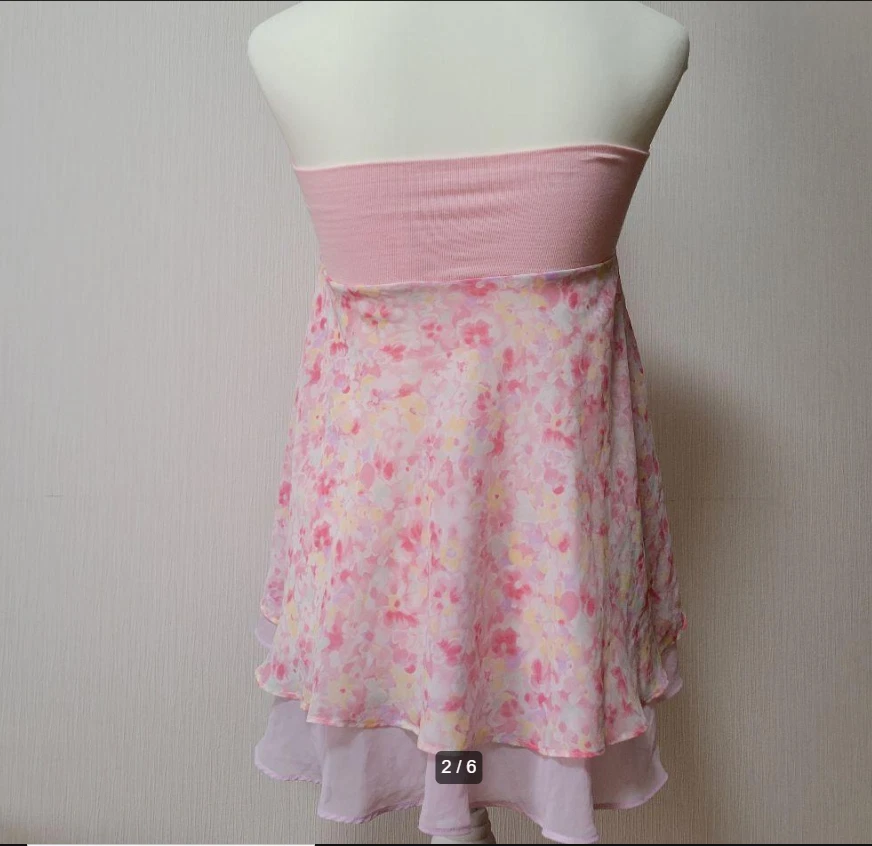 LIZ LISA 2-Way Pink Floral Strapless Skirt JAPAN USED - image 2 of 4