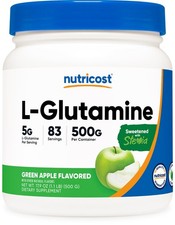 Nutricost L-Glutamine Powder Supplement Green Apple  82 Servings  Stevia 