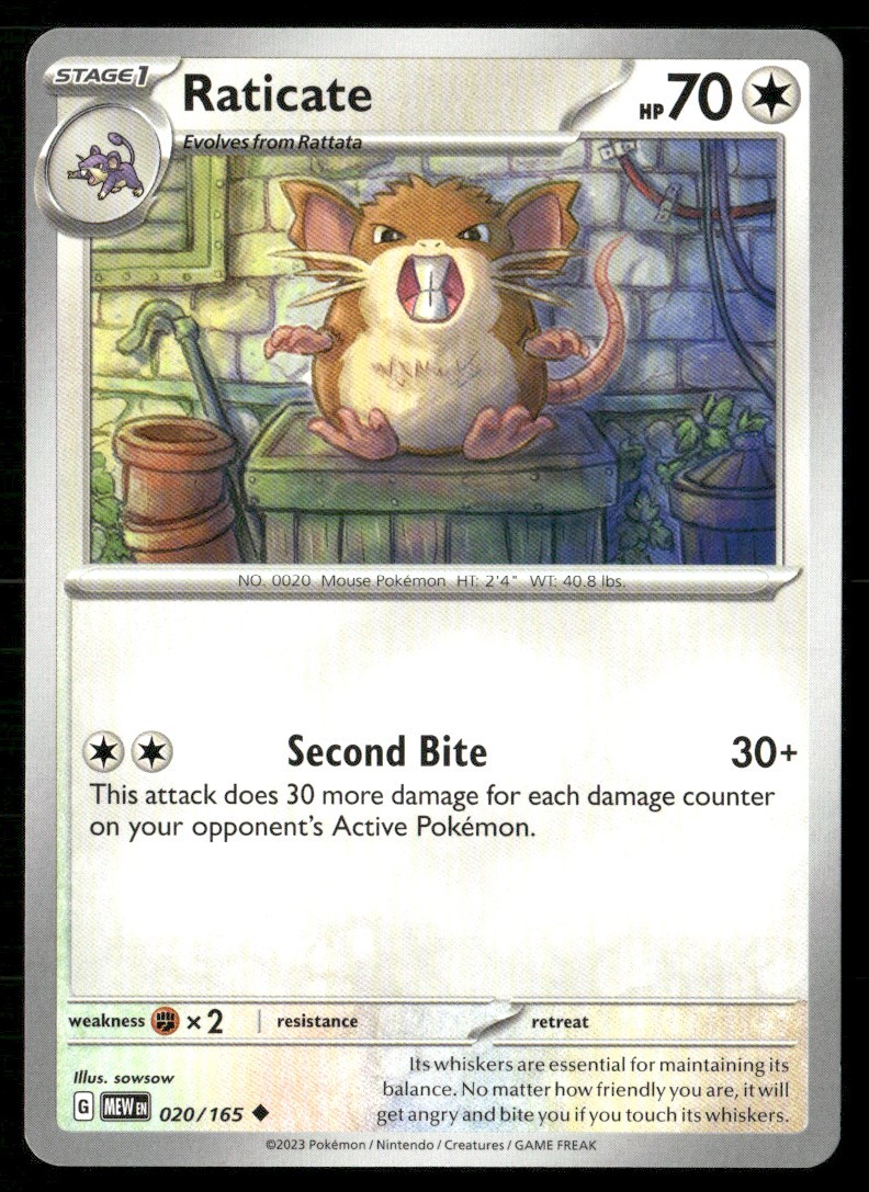 2023 SCARLET & VIOLET SERIES - SCARLET & VIOLET - 151 RATICATE UNCOMMON #20