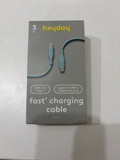 Heyday 3 ft USB-C to USB-C Fast Charging Silicone Cable Green New in Box