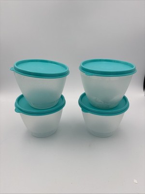 NEW Tupperware REFRIGERATOR BOWL 14oz Set of 4 With Teal Lid Seal