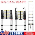 12.5-20.5 FT Telescoping Ladder Aluminum Extension Steps Portable Ladder 330 lbs