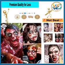 Halloween Temporary Tattoos 136 PCS Waterproof Scary Zombie Cat Stickers