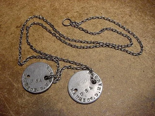 Vintage US Military WW1 Era Dog Tag Set With Chain
