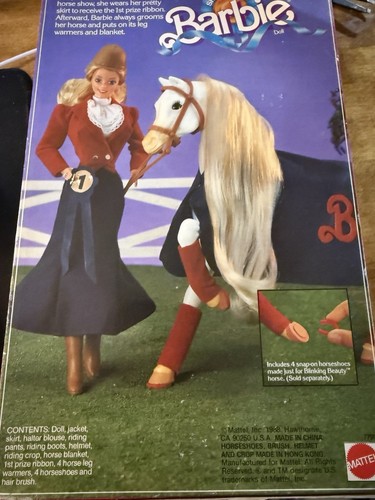 Barbie 1988 Mattel Show 'n Ride Barbie Doll #7799 Horse Shows & Riding Fun - Picture 6 of 7