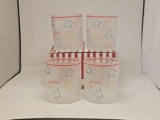 4 new in box christmas spirit frosted pm4-1387 japan old fashion glasses mcm vtg