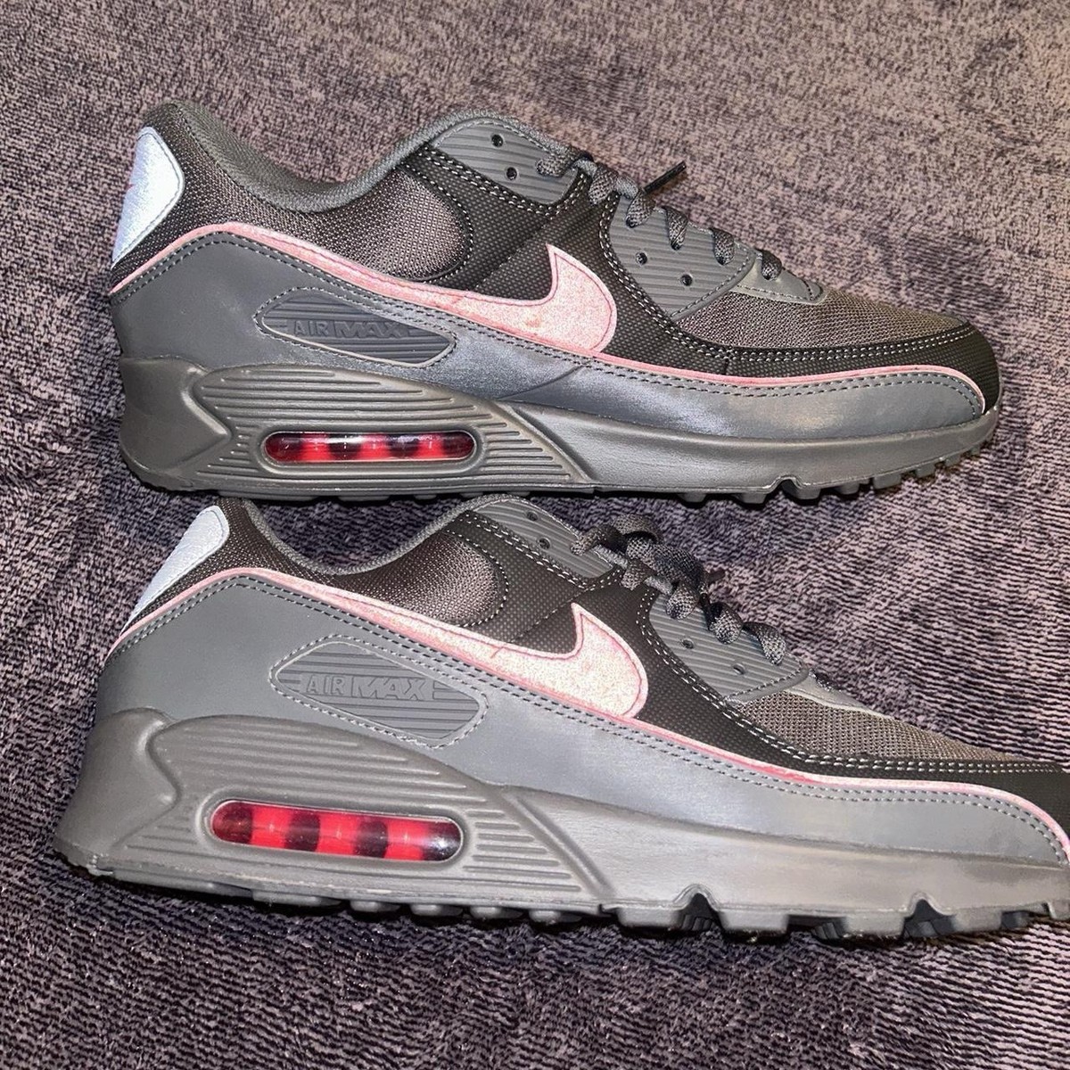 Nike Air Max 90 Premium "Iron Grey University Red" Gray/Red HV4517-001 View 4