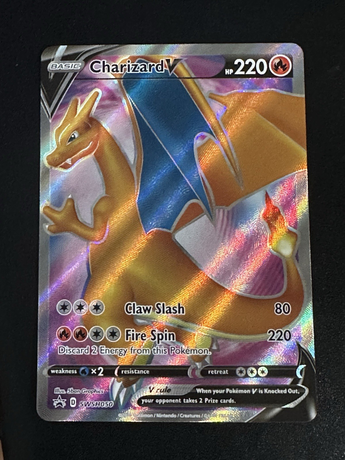 Charizard V SWSH050 Pokemon Sword & Shield Black Star Promo Full Art NM