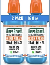 Therabreath Fresh Breath Mouthwash, Icy Mint Flavor, 16 Fl Oz (Pack of 2)..