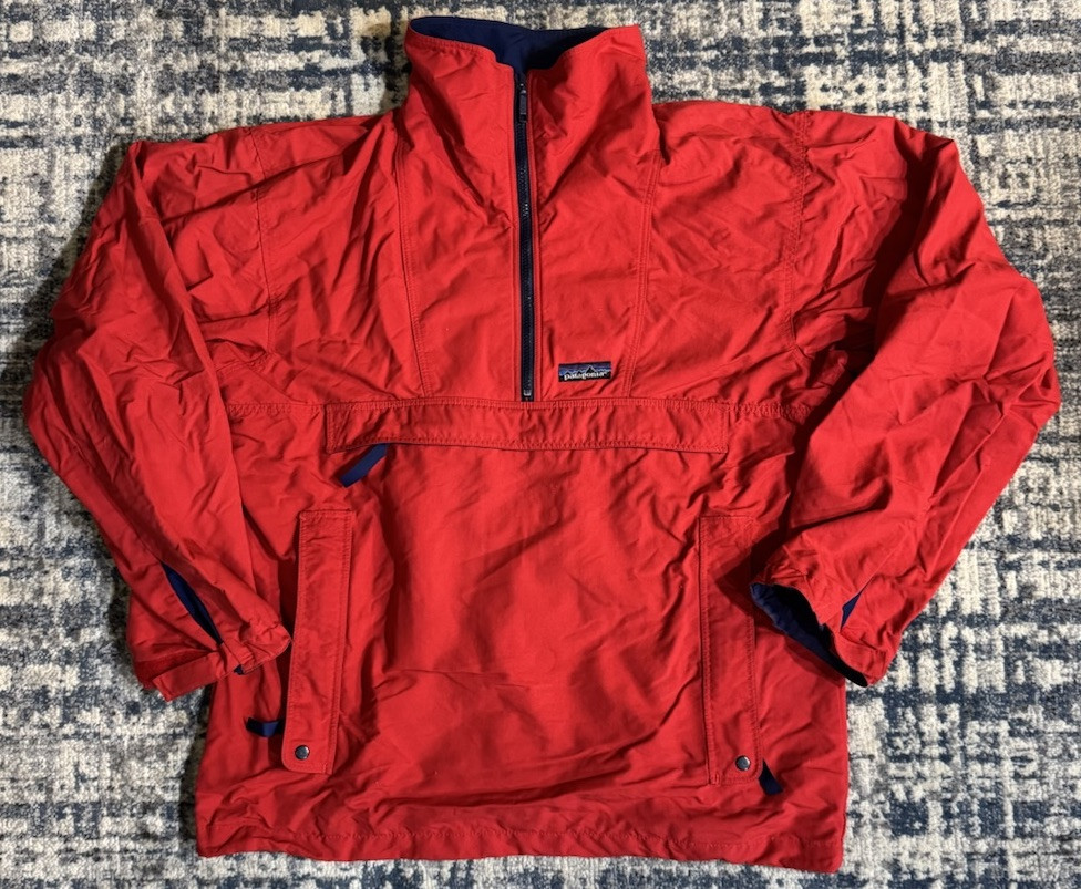 Vintage 80s Patagonia Red Nylon Half Zip Ski Jacket Size M 1980s Outdoor Pullover