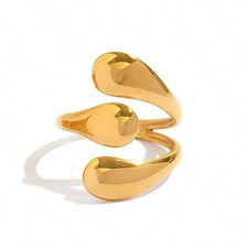 Gold Style 5 Adjustable 3-Piece Wavy Geometric Stackable Ring Set