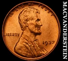 1937 Lincoln Wheat Cent - Red Choice Gem Brilliant Unc  Lustrous  #G8887