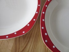 3x MIDWINTER STYLECRAFT RED DOMINO CEREAL SOUP DESSERT BOWLS 7.25" - JESSIE TATE