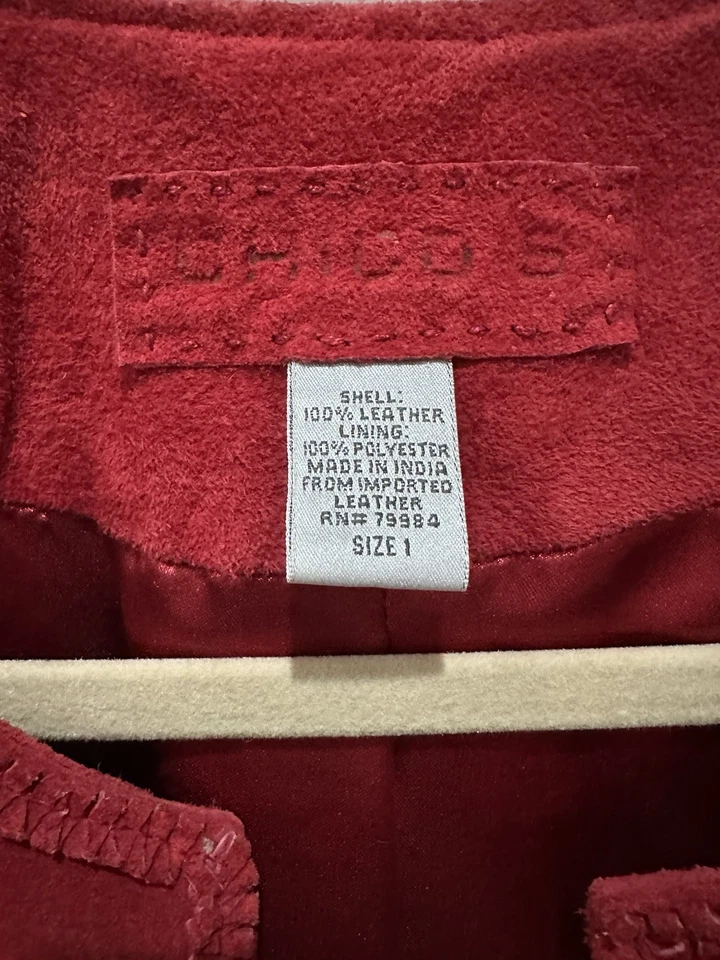 Chaqueta Chico's Gamuza Cuero Trenzado Rosa Boho Elegante Frente Abierto Talla 1 talla 4/6 Foto 4 de 4