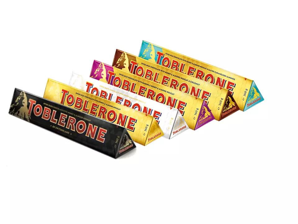 TOBLERON 4 x MIXED CHOCOLATES (DARK, WHITE, MILK, ALMOND) LARGE BARS 360g