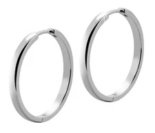 925 GENUINE SILVER RHODIUM PLATED *** Plain Square Profile Hoop Earrings 25mm Dia