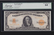 US 1922 $10 Gold Certificate FR 1173 LCG 64Ch CU (464)