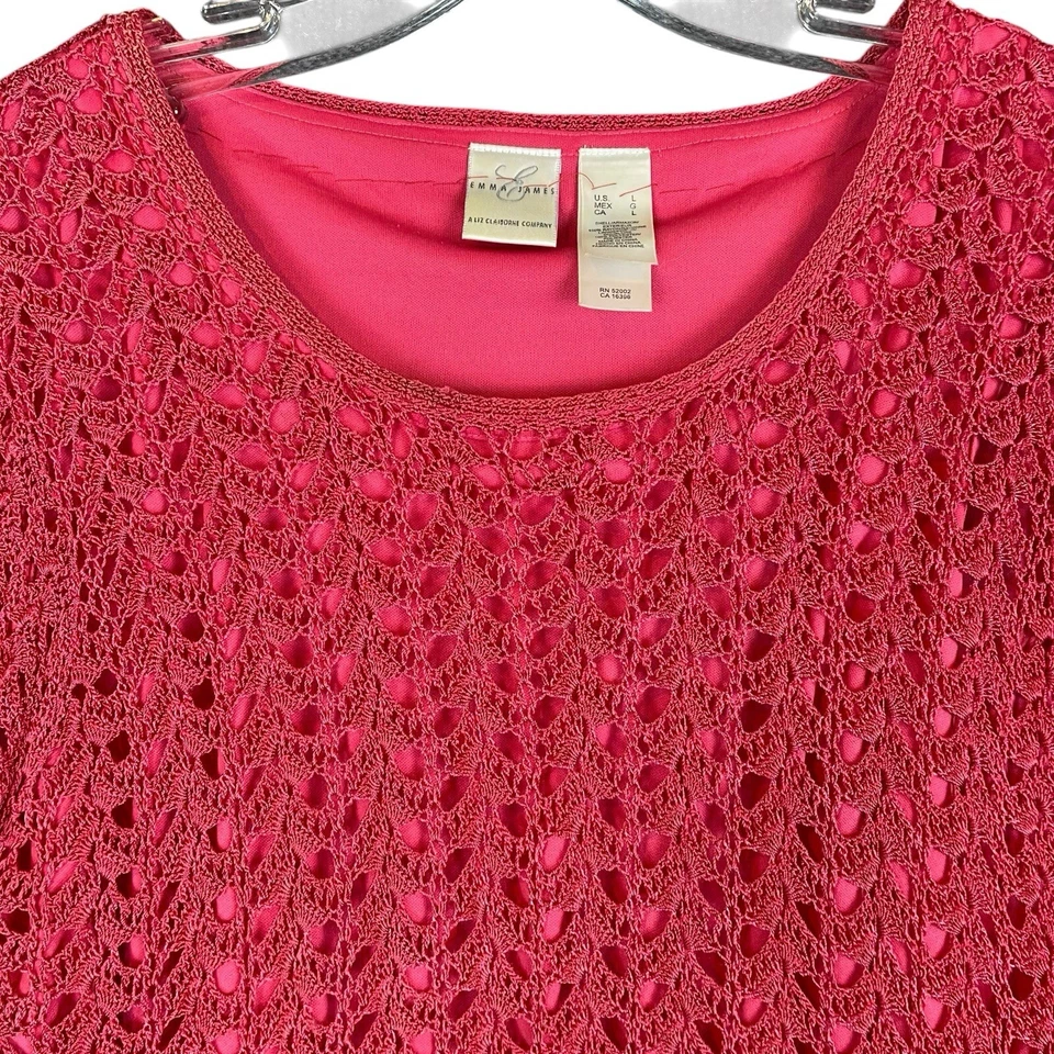 Emma James кружева с подкладкой верхний женщин L розовый короткий рукав блузка футболка - Изображение 3 из 4