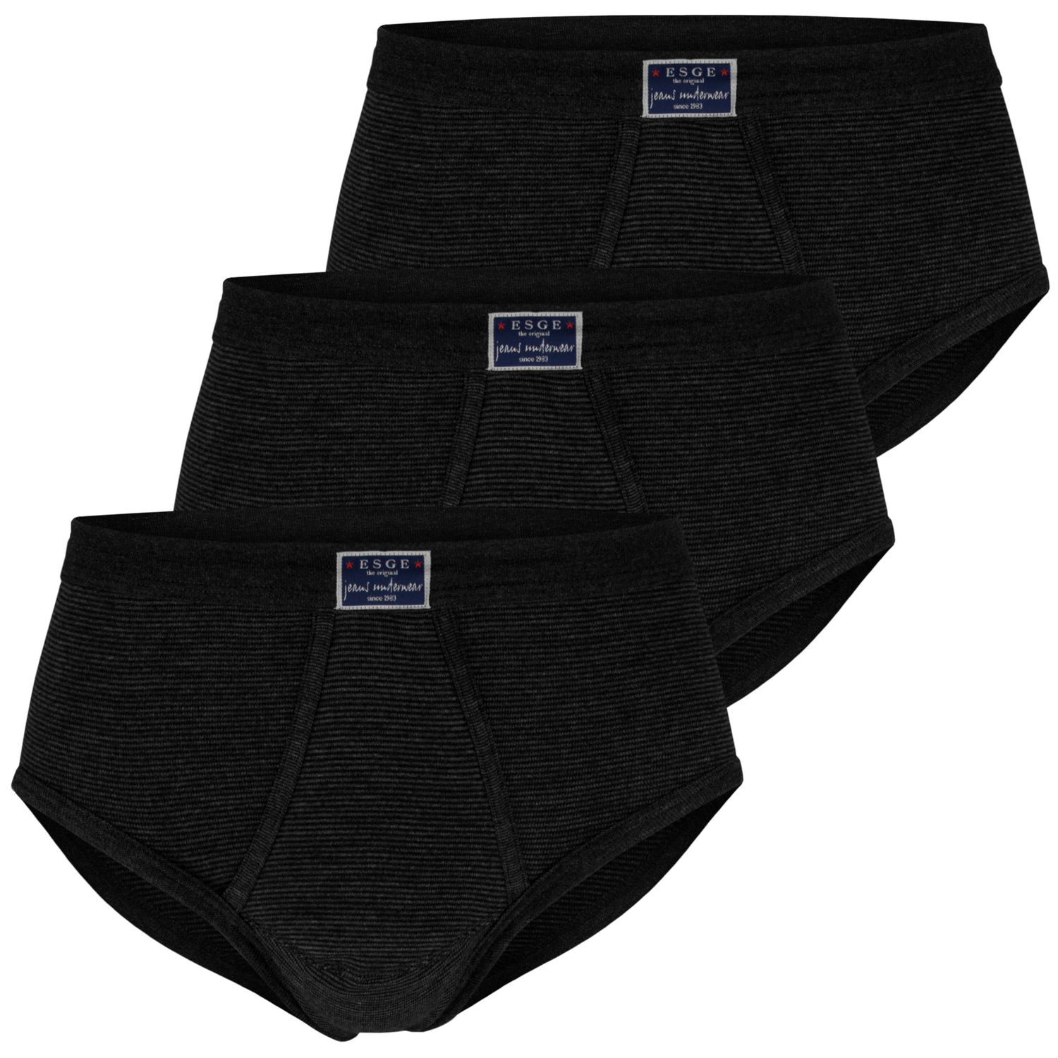 3 x ESGE klassische Herren Slips mit Eingriff Jeans Ringel Feinripp