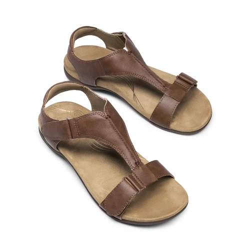 Sandalias planas para mujer soporte para el arco correa en T ortopédicas verano playa zapatos informales - Imagen 22 de 54