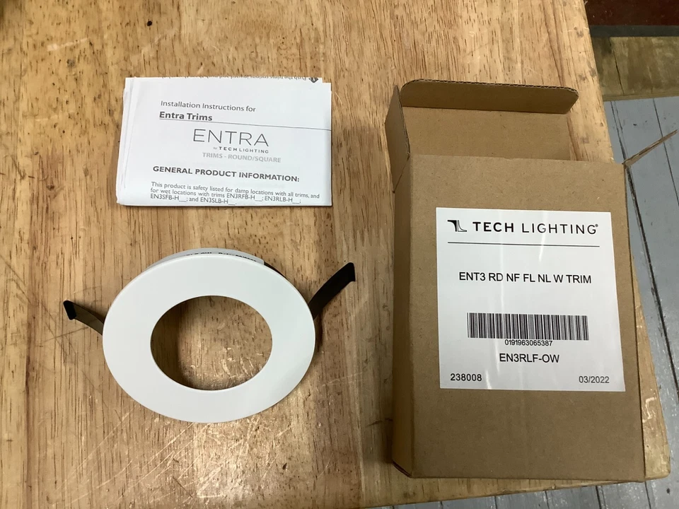 Tech Lighting EN3RLF-OW, Entra 3" Round Flangeless Flat Recessed Trim **NEW**