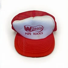 Vintage Wheeler MFG Corp Pipe Tools Trucker Hat Snapback Cap Red Mesh