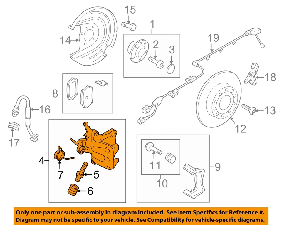Volkswagen Golf GTI 2015 2016 2017 OEM juego de 4 pinzas de freno Foto 3 de 4