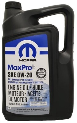 Genuine Mopar MaxPro+ 0W-20 (68524013AA) Engine Oil for Chrysler & Dodge - 5L
