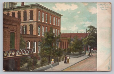 Postcard FL Tampa View Model Cigar Factory Industrial Tuck Horse Buggy People J2