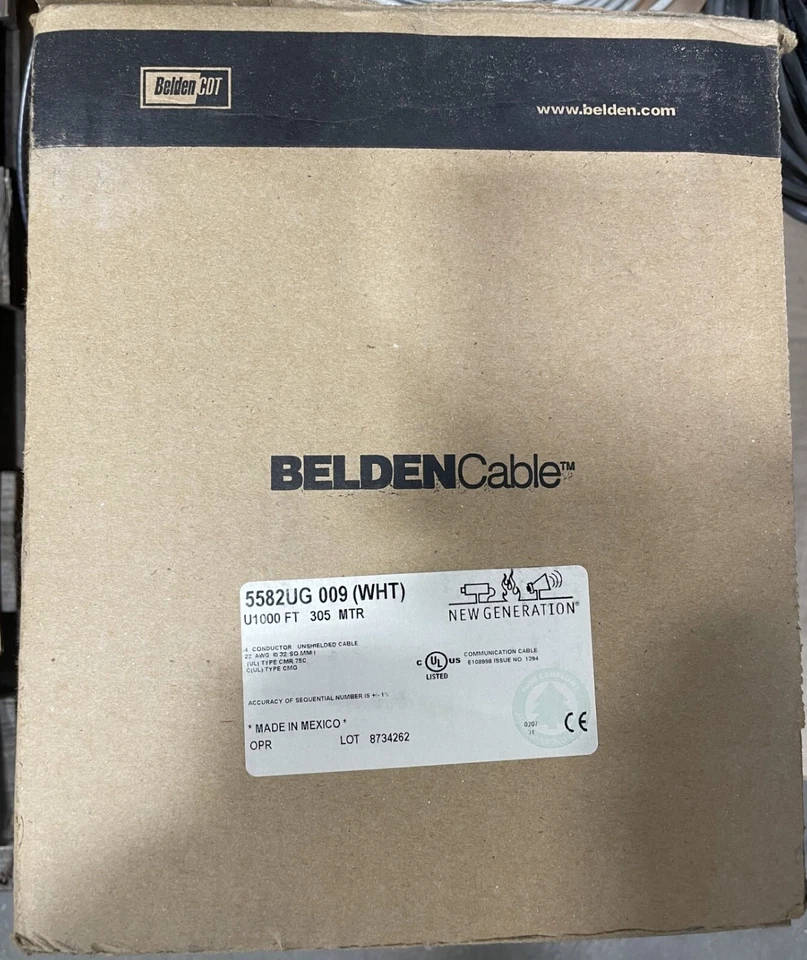 Belden 5582UG 009U1000 Cable, Security & Sound, #22AWG-4c, BC, CM, 1000' White - Image 2 of 2