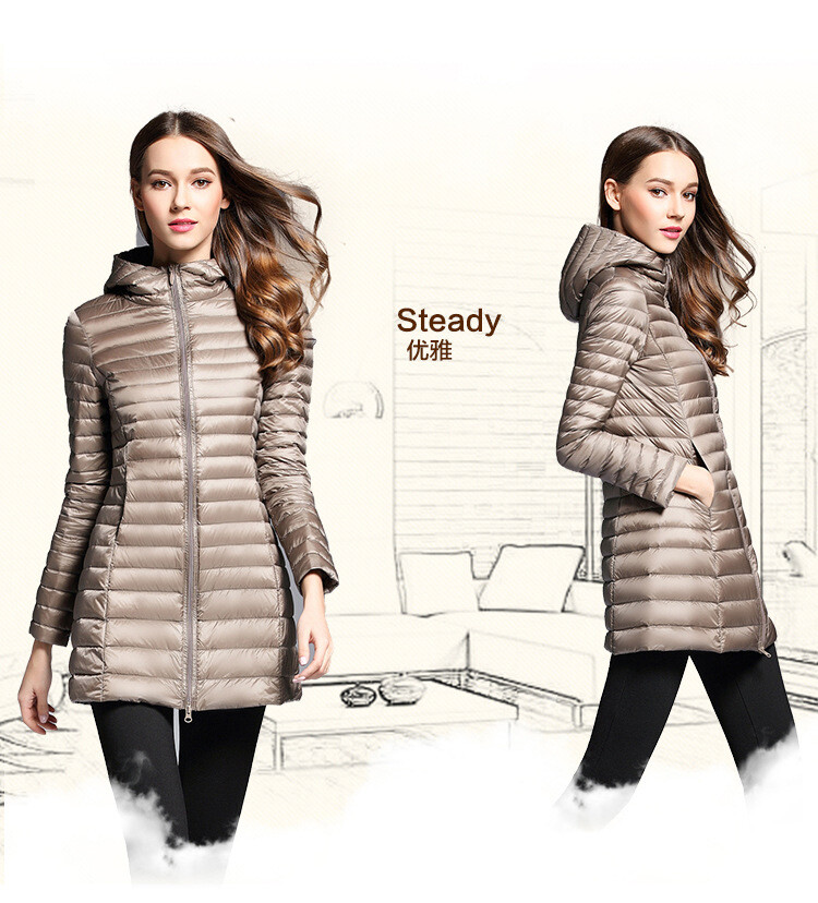 Knee Length Womens Down Jacket With 90% White Duck Down Fill Hooded Winter Coat In Korean Style From Womens Down & Parkas - Price 124.21 - Foto 8