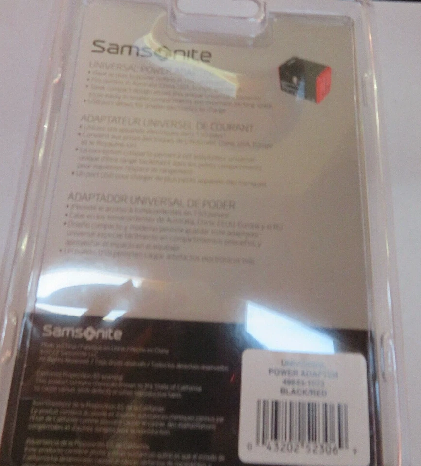 Samsonite универсальный адаптер питания перенапряжение протектор 150 стран запечатанный $29,99 - Изображение 3 из 4