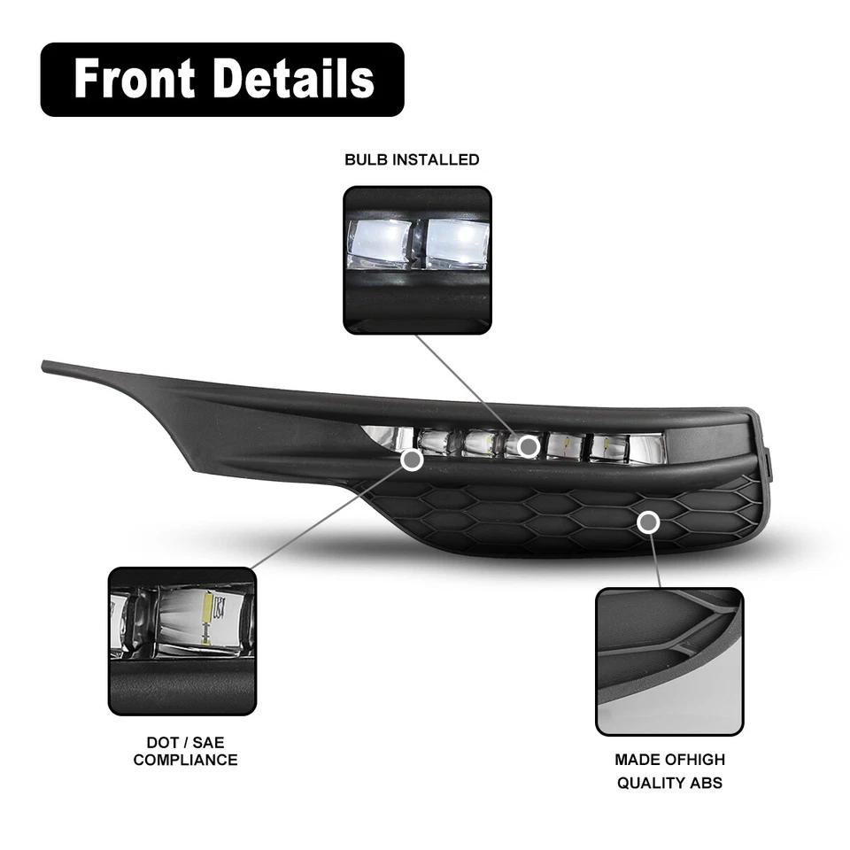 fit 2016 2017 Honda Accord Sedan 4Dr LED Fog Lights Bumper Lamps+Wiring+Switch - Image 3 of 4