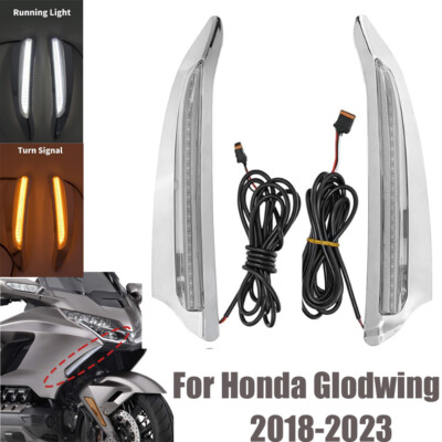 Front Lighted Vent Trim LED Turn Signal Light For Honda Goldwing '18-'23 Chrome