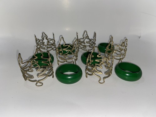 Vintage Mix Lot 12 Christmas Tree Shape Gold Metal Green Wood Napkin Ring Holder - Picture 2 of 11