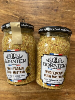 BORNIER Dijon Mustard, Organic Wholegrain, 7.4 Ounce 2-pack Made In France