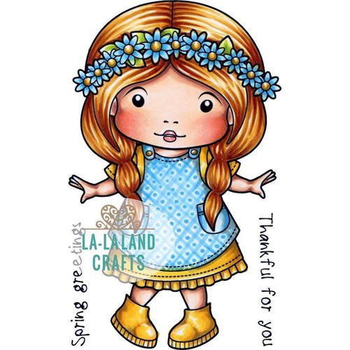 New La La Land Crafts ON THE FARM MARCI Cling Rubber Stamp Girl Spring