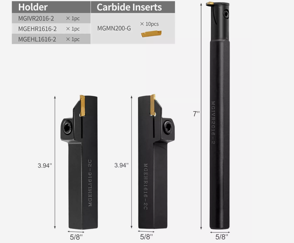 16pcs set -3PCS 16mm Lathe Grooving Holder Turning Holder with 10pcs MGMN200