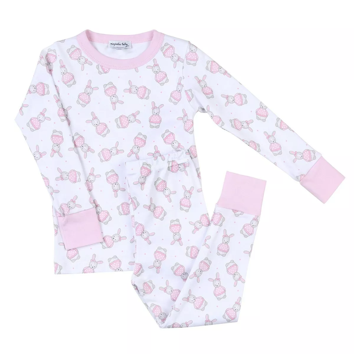 Magnolia Baby Girls VINTAGE POLKA DOT BUNNY Long Pajamas Pima