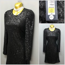 NEW M&S Black Sequinned Occasion Dress UK 6 EUR 34 RRP £55.00