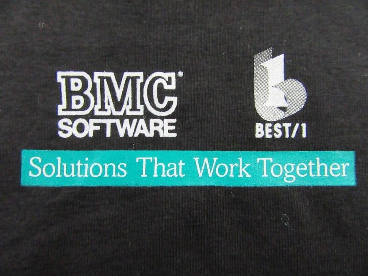 BMC SOFTWARE "Solutions That Work Together" Computer Tech Geek T Shirt Size XL View 2