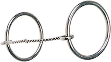 109 Medium Loose Ring 2-Piece Thin Twisted Wire Snaffle for Horse, Silver