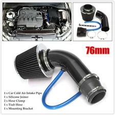 76mm Inlet Car Cold Air Intake Filter Induction Pipe Power Flow Hose System Kit