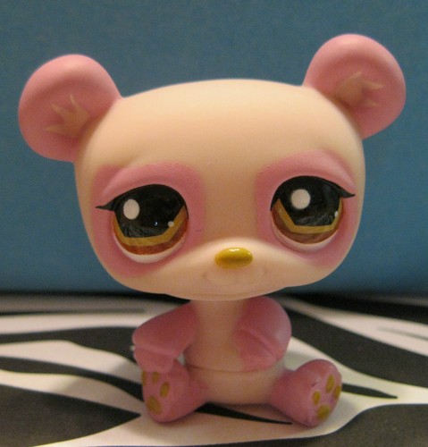 littlest pet shop #899 pink panda bear w/ brown eyes