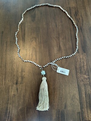NWT TOMMY BAHAMA DESERT LILY 24-INCH TASSEL NECKLACE NATURAL/GREY