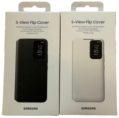 SAMSUNG GALAXY S22 S-VIEW FLIP COVER SMART CLEAR VIEW CASE - BLACK or WHITE