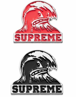 Supreme Wave Enamel Pin Set Red & Black SS24 BRAND NEW | eBay