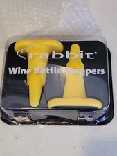 RABBIT Wine and Beverage Bottle Stoppers yellow Set of Two - NEW