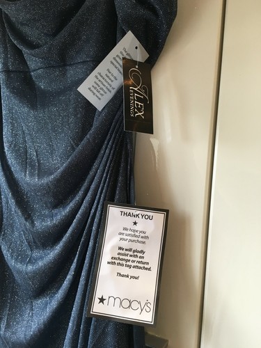 ALEX EVENINGS RUFFLE SPARKLE DRESS UK 10 / US 6 LIGHT NAVY? - Picture 5 of 11
