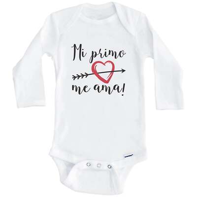 Mi Primo Me Ama My Cousin Loves Me Spanish Language Long Sleeve Baby Bodysuit